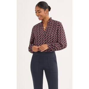 New Cabi Fountain Blouse 6710 Sze M Mosaic Print Design Ruffle Collar Spring '25